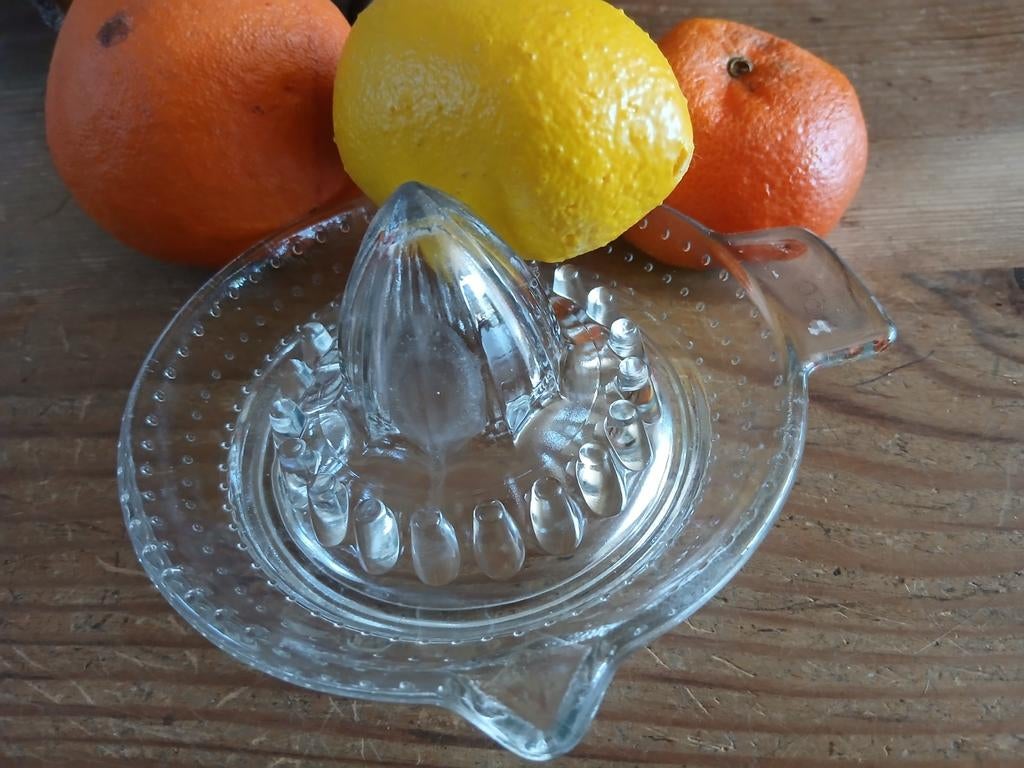 Vintage glazen citruspers, Antiek en Kunst, Ophalen of Verzenden