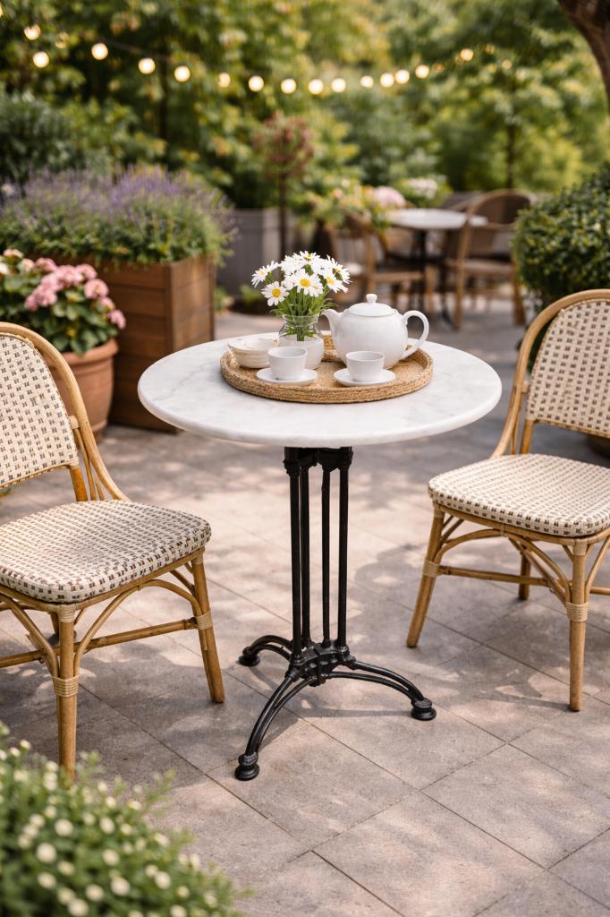 Vintage marmeren bistro tafel rond - Gebruikt, Ophalen