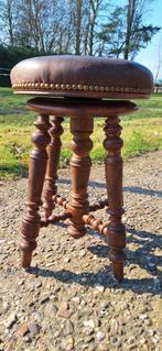 Antieke draaibare piano kruk met draaibare zitting., Ophalen of Verzenden