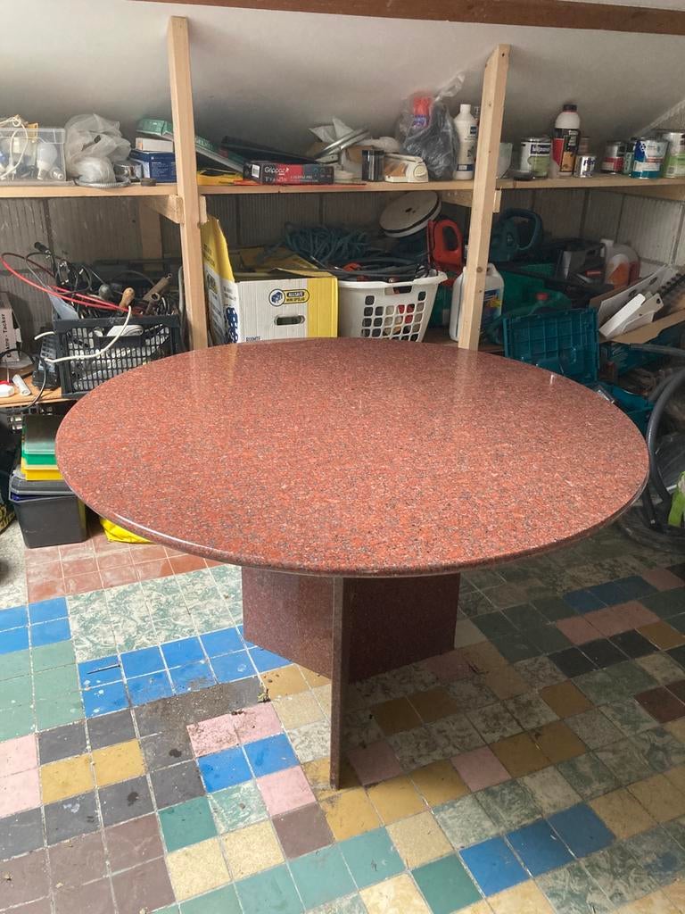 Granieten ronde tuintafel, Tuin en Terras, Tuintafels, Zo goed als nieuw, Rond, Overige materialen, Ophalen
