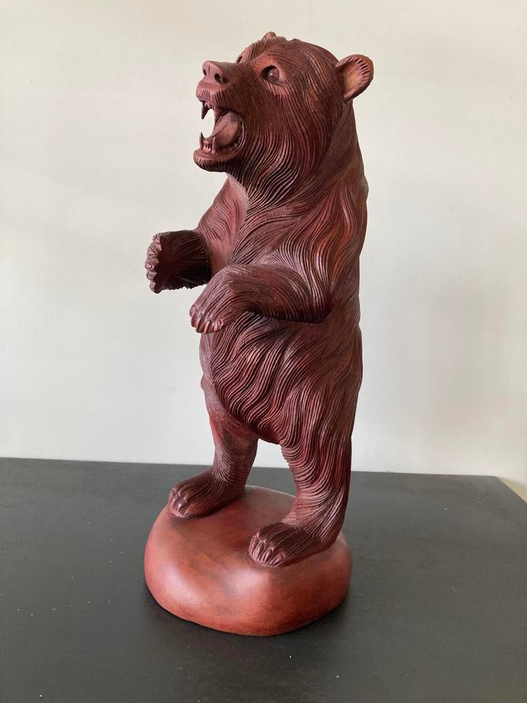 Beeld beer, houtsnijwerk, Antiek en Kunst, Ophalen, Houtsnijwerk, Zoogdier, 20 - 50 cm