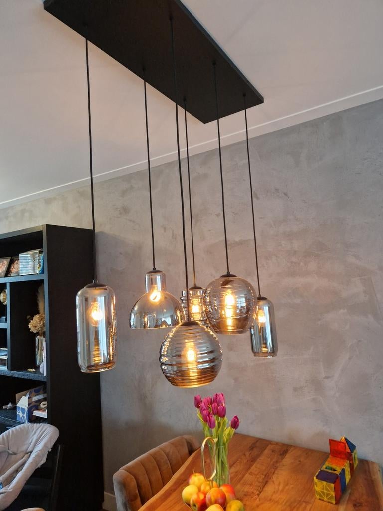 Rookglas hanglampen, Ophalen, Zo goed als nieuw, Minder dan 50 cm