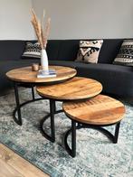 Meerdere Mangohouten Salontafels, Huis en Inrichting, Tafels | Salontafels, Ophalen, Gebruikt, Rond, 50 tot 100 cm