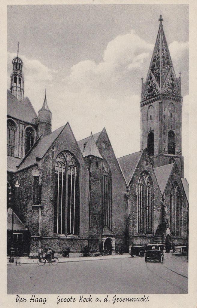 den haag  groote  kerk oude auto s  groenmarkt  1939, Ophalen of Verzenden, Voor 1920, Noord-Brabant