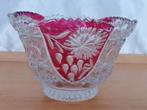 Antiek schaaltje kristal helder en rood glas bewerkt € 15,00, Ophalen of Verzenden