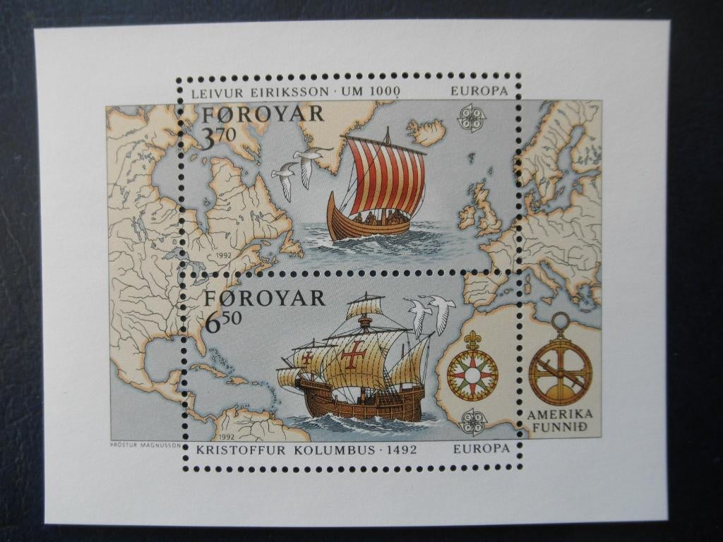 Postzegels Faeröer 1992 schepen Columbus - cw. 8,50 postfris, Ophalen of Verzenden, Denemarken, Postfris