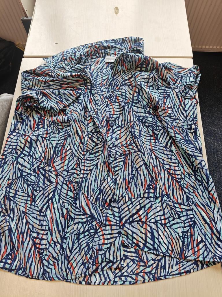 Lady Z Combi Blouse met Bladprint - Maat M, Kleding | Dames, Blouses en Tunieken, Lady Z Combi, Blauw, Zo goed als nieuw, Ophalen