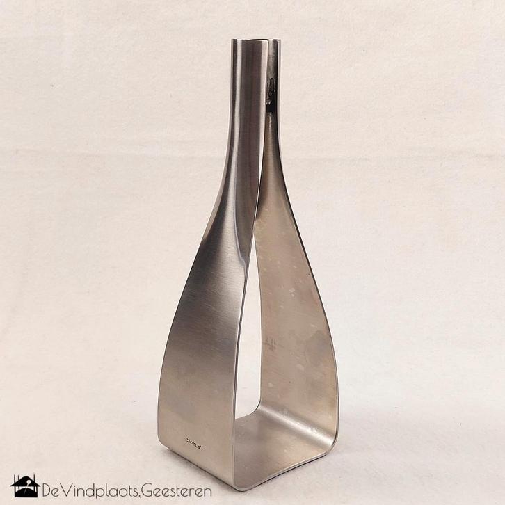 Design edelstaal kandelaar Blomus Germany, Huis en Inrichting, Woonaccessoires | Kandelaars en Kaarsen, Zo goed als nieuw, Kandelaar