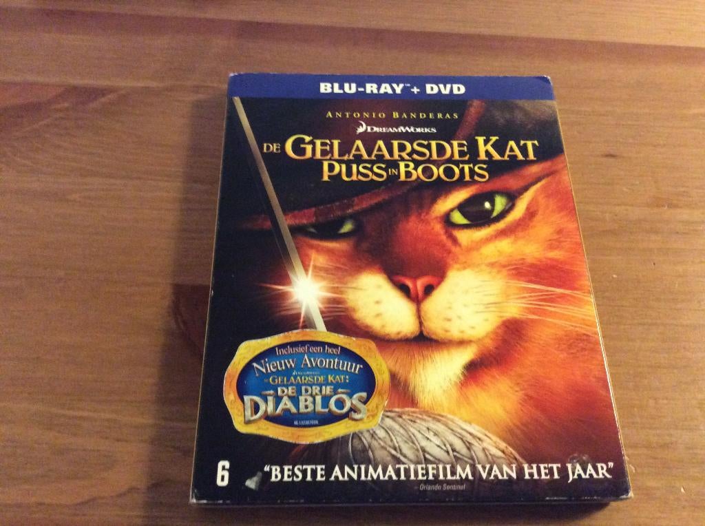 Puss in Boots Blu-Ray + DVD 2-disc combopack, Cd's en Dvd's, Blu-ray, Gebruikt, Tekenfilms en Animatie, Ophalen of Verzenden
