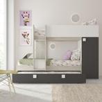 Lio Mineo stapelbed met kast en slaaplade - 90x190 - Witgren