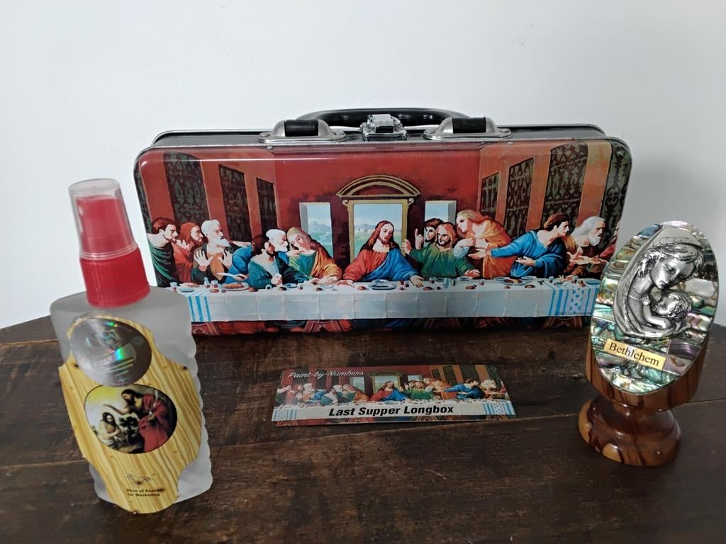 Religieuze Souvenirs: blikje Het Laatste Avondmaal etc., Antiek en Kunst, Ophalen of Verzenden