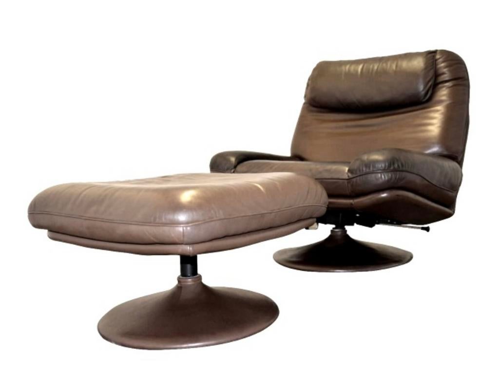 De Sede Swivel Leather Armchair and Ottoman Switzerland 1980, Ophalen of Verzenden, Zo goed als nieuw, 75 tot 100 cm