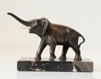 Oud bronzen beeld Olifant op Marmer basement Brons KWALITEIT, Verzenden, Brons