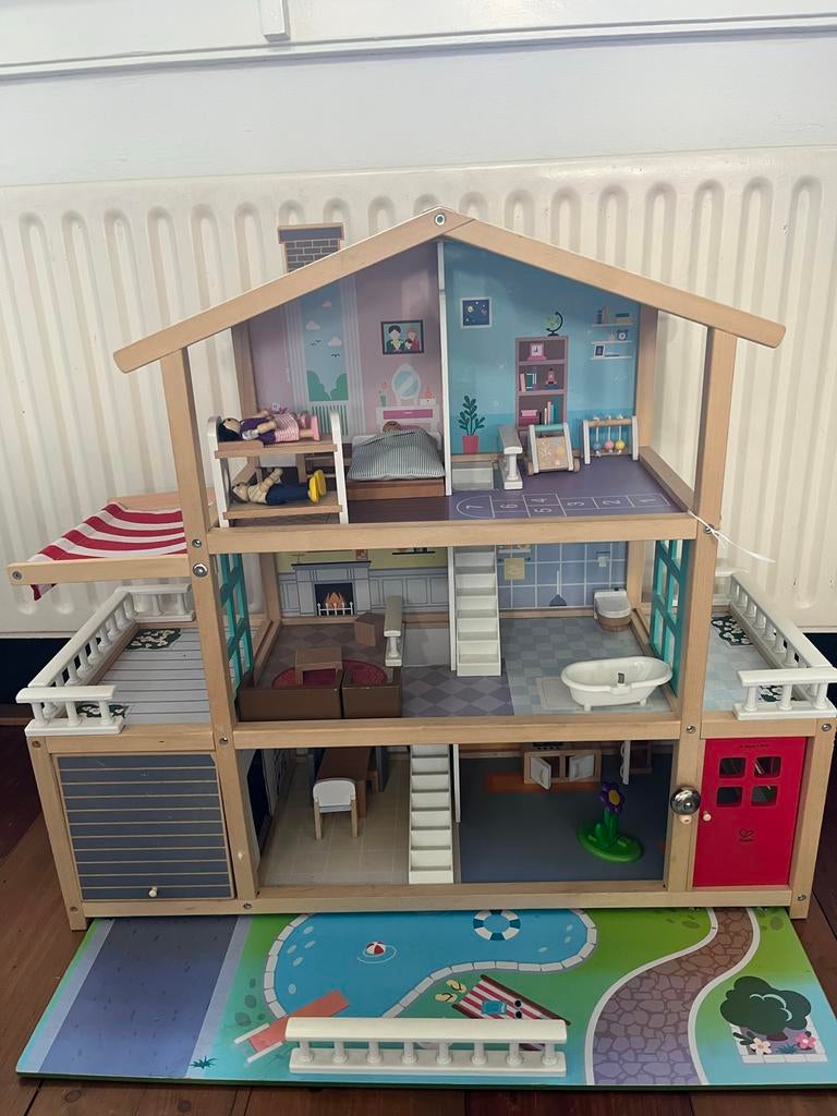 Poppenhuis - 3 verdiepingen, Verzamelen, Poppenhuizen en Toebehoren, Gebruikt, Poppenhuis, Ophalen