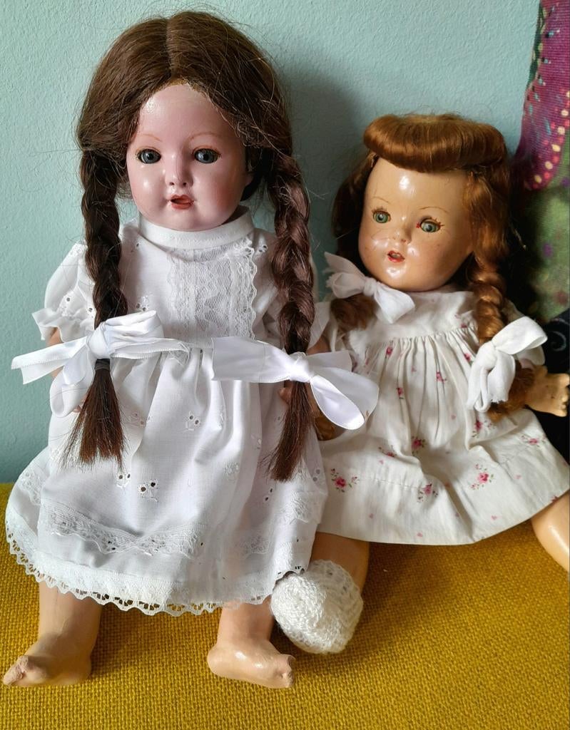 Antieke poppen LOT 2 oude vriendinnetjes 38 cm en 32 cm, Antiek en Kunst, Antiek | Speelgoed, Verzenden