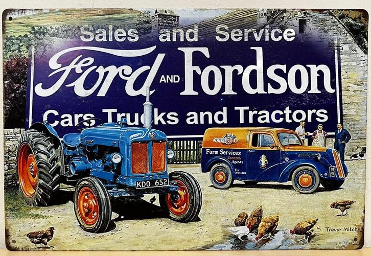 Ford en Fordson tractor en trucks reclamebord van metaal, Verzamelen, Automerken, Motoren en Formule 1, Nieuw, Auto's, Ophalen of Verzenden