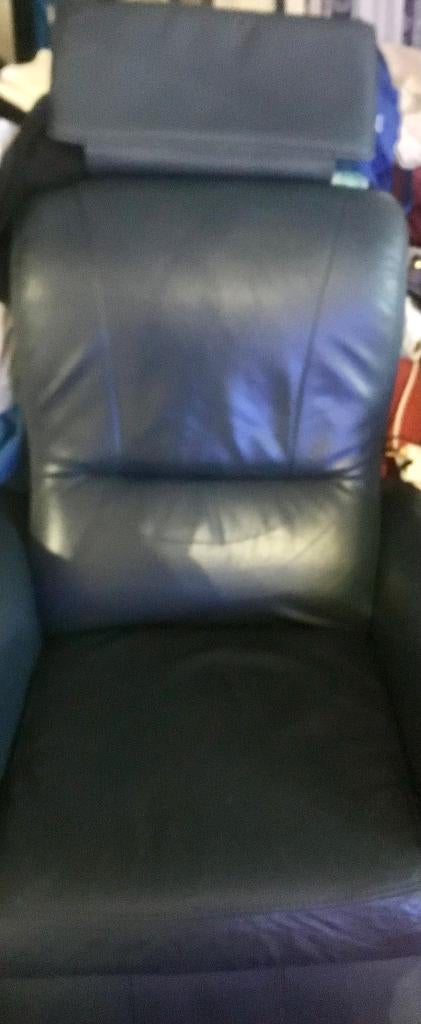 fauteuil, Gebruikt, Blauw, Leer, Ophalen of Verzenden