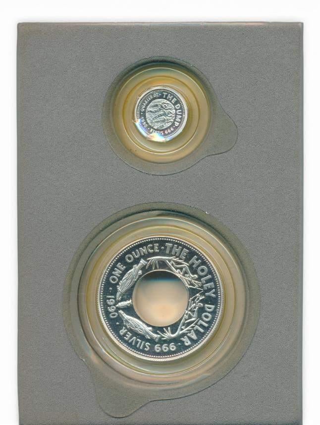 Australië 1990 Zilveren Holey Dollar and the Dump, Postzegels en Munten, Munten | Oceanië, Ophalen of Verzenden, Setje, Zilver