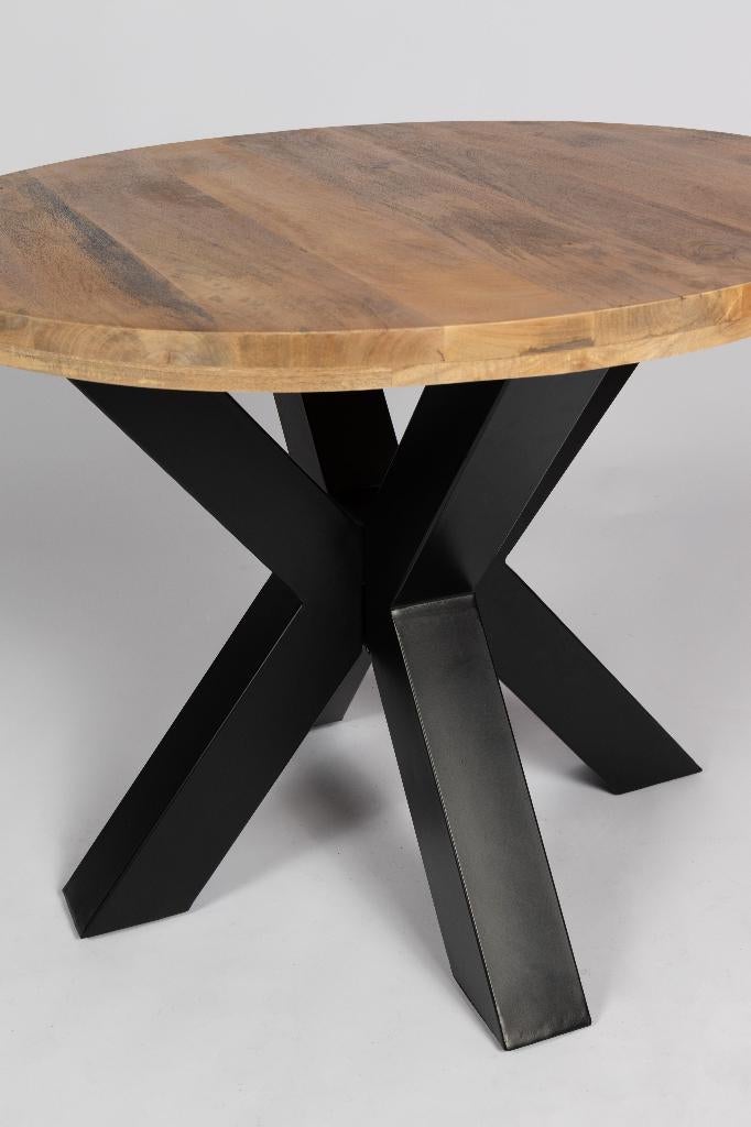 Ronde eettafel - 120 cm - Naturel - Mangohout - Dik frame, Rond, Nieuw, Ophalen of Verzenden, Overige materialen