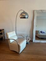 Gebroken wit leren design fauteuil, Huis en Inrichting, Ophalen of Verzenden, Gebruikt, 75 tot 100 cm, 50 tot 75 cm