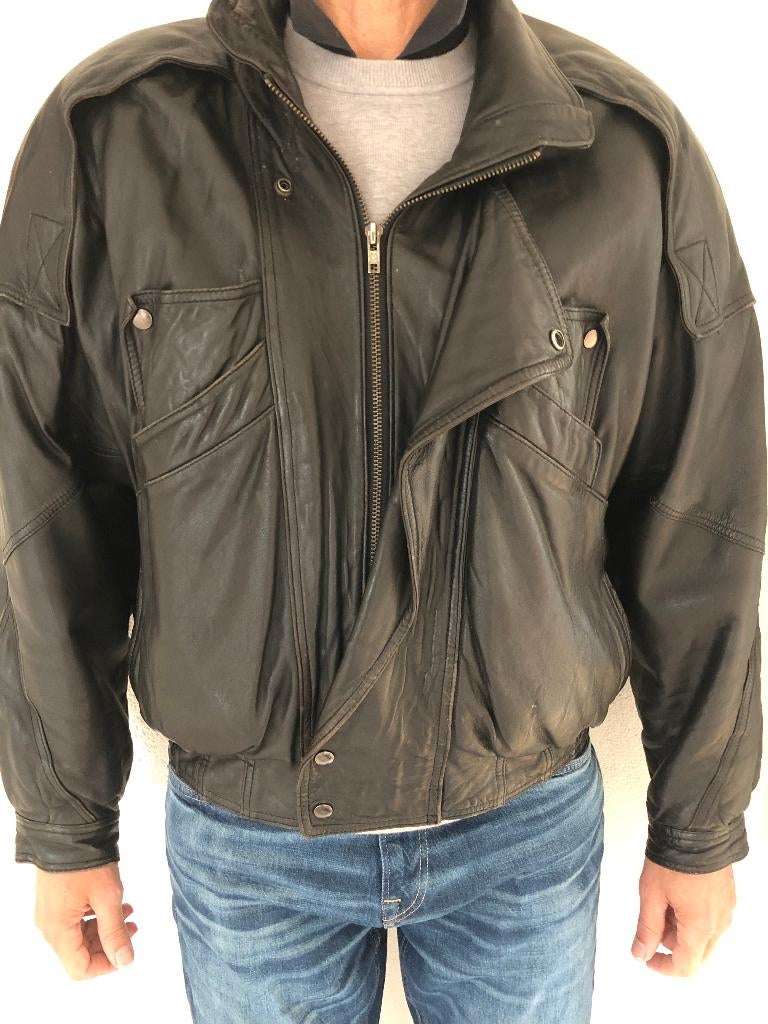 zwarte leren heren jas XL, Kleding | Heren, Jassen | Winter, Ophalen, Onbekend, Zwart, Maat 56/58 (XL)