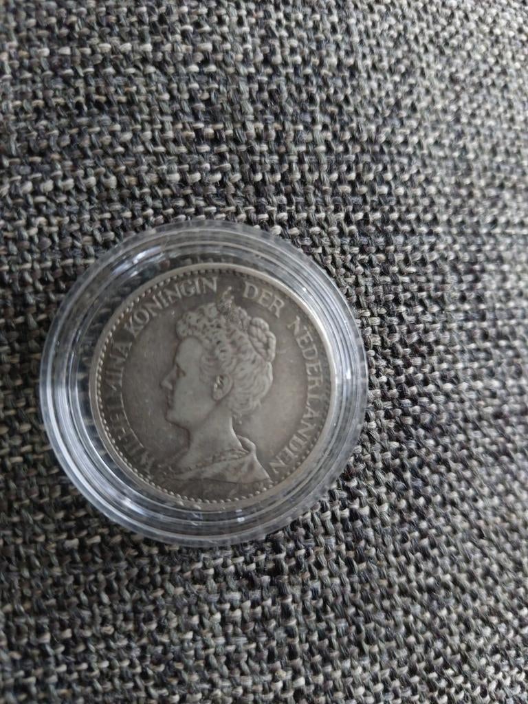 Zilveren Gulden Wilhelmina 1914 in capsule, Postzegels en Munten, Munten | Nederland, 1 gulden, Zilver, Ophalen of Verzenden, Koningin Wilhelmina