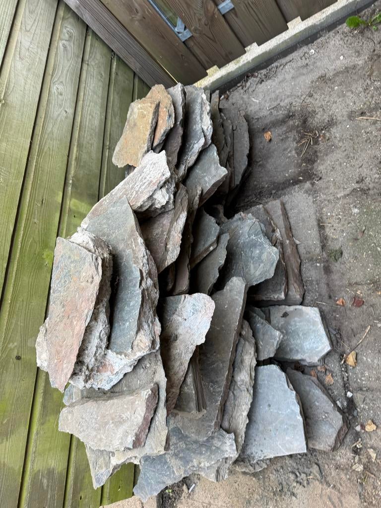 Leisteen platen flagstones, Ophalen, Zo goed als nieuw, Kei, Grijs