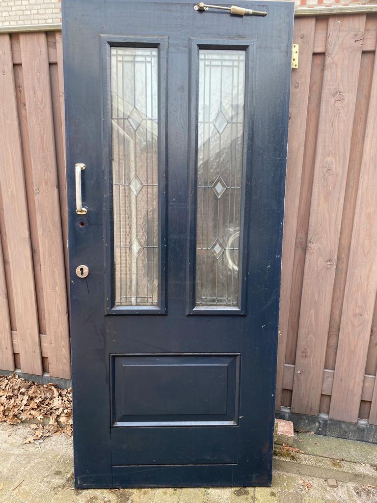 voordeur met glas in lood en 3-puntssluiting 88x201,5, Ophalen, Gebruikt, 80 tot 100 cm, Buitendeur