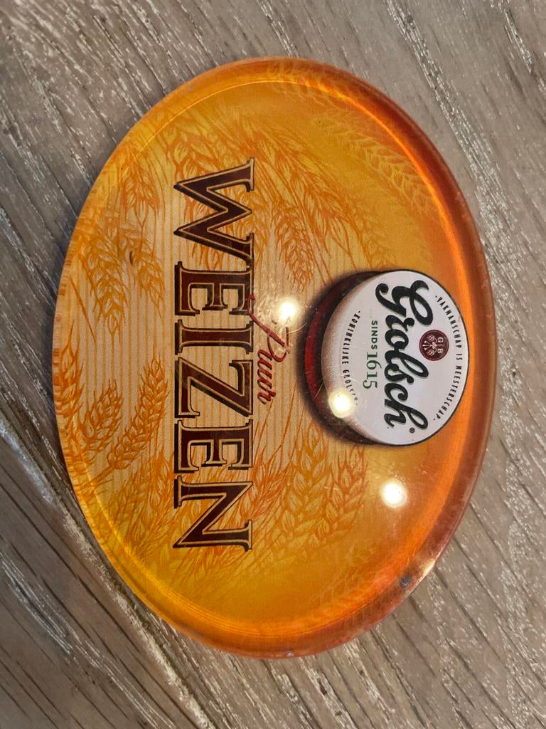 Grolsch Weizen tap plaatje, Ophalen of Verzenden, Gebruikt, Reclamebord, Plaat of Schild, Grolsch