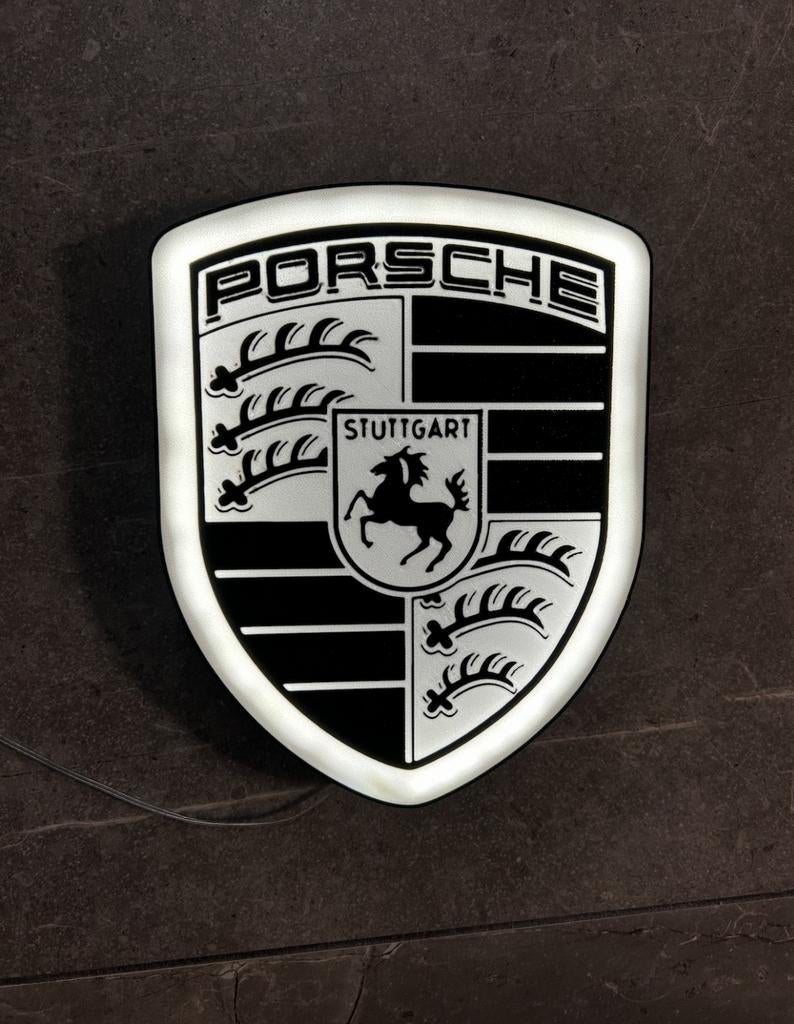 Porsche LED reclamebord - Klassiek logo, Ophalen of Verzenden, Nieuw, Reclamebord