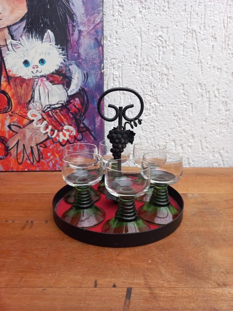 Vintage Roemer glazen. Wijnglas. Metalen houder, Ophalen of Verzenden, Overige materialen, Overige stijlen, Overige typen
