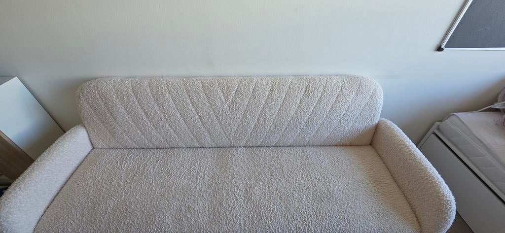 Slaapbank Jysk off-white Teddy - Comfort & Stijl, Overige materialen, Zo goed als nieuw, 200 cm of meer, Rechthoekig