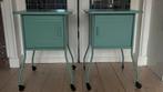 2 Nachtkastjes-Ikea-Set-Vettre-Bijzettafels - Mintgroen, Minder dan 55 cm, Gebruikt, Metaal of Aluminium, Rechthoekig