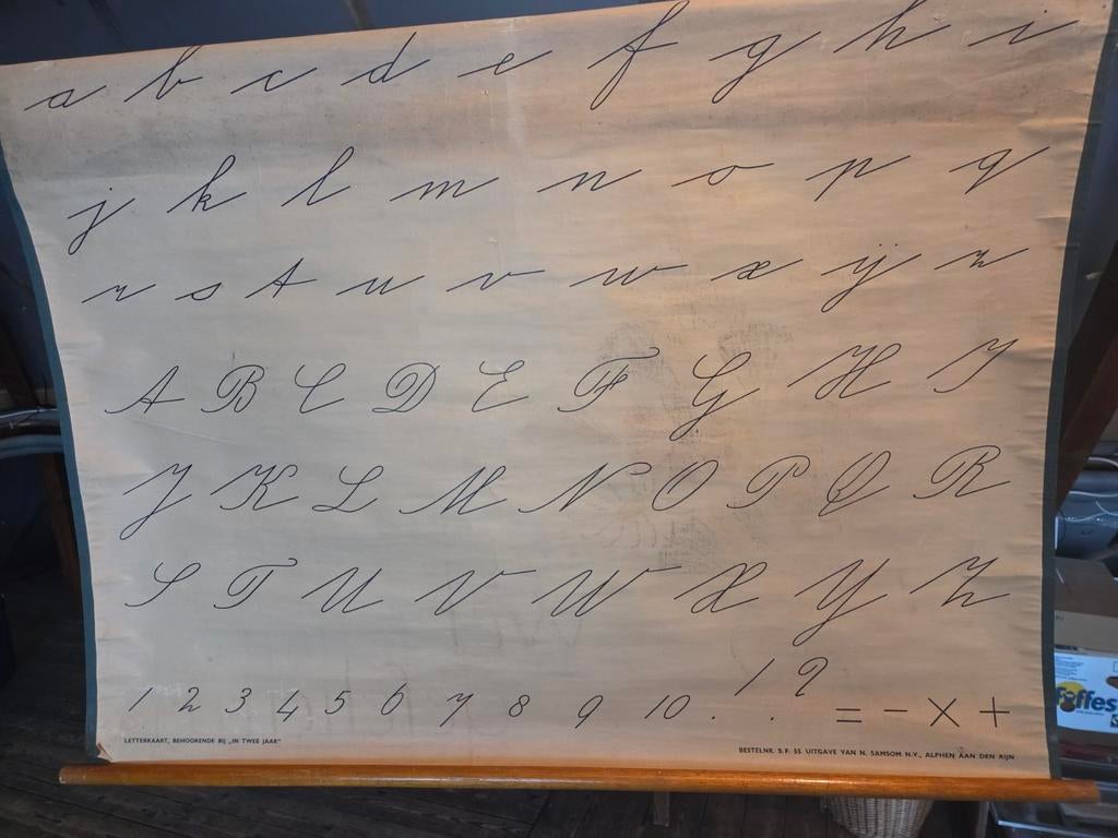 Vintage school letterkaart, Antiek en Kunst, Antiek | Schoolplaten, Ophalen, Overige thema's