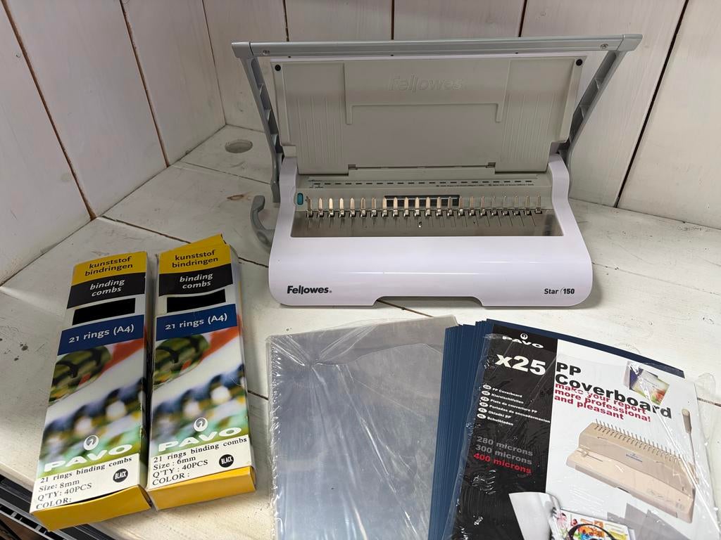Fellowes Star 150 inbindmachine met accessoires, Ophalen, Gebruikt