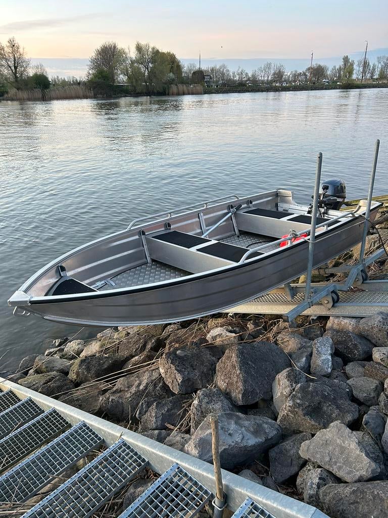 Aluminium boot met Yamaha 6pk, Ophalen, Tot 10 pk, Aluminium, Zo goed als nieuw
