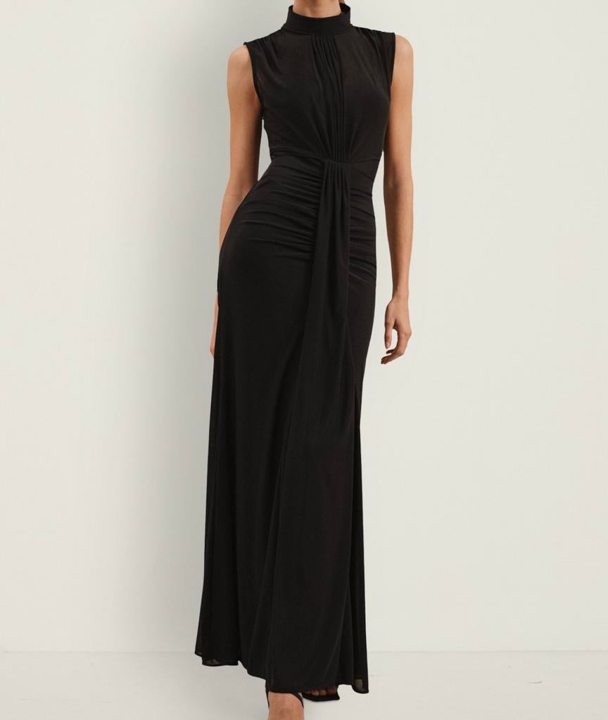 Reiss Daniella maxi jurk met plooidetail maat 38, Maat 38/40 (M), Zwart, Ophalen of Verzenden, Zo goed als nieuw