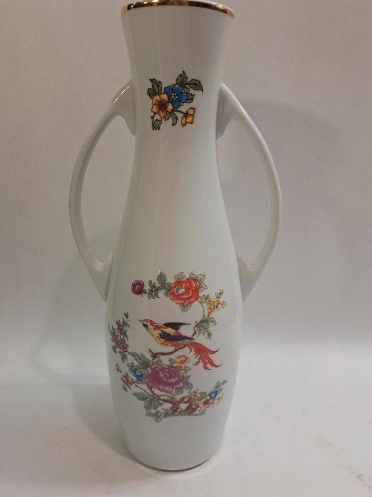 Vintage Hongaarse porseleinen vaas met vogeldecor, Antiek en Kunst, Antiek | Vazen, Ophalen of Verzenden