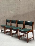 Set/4 Deense Teak Stoelen met groen vegan leder, Ophalen