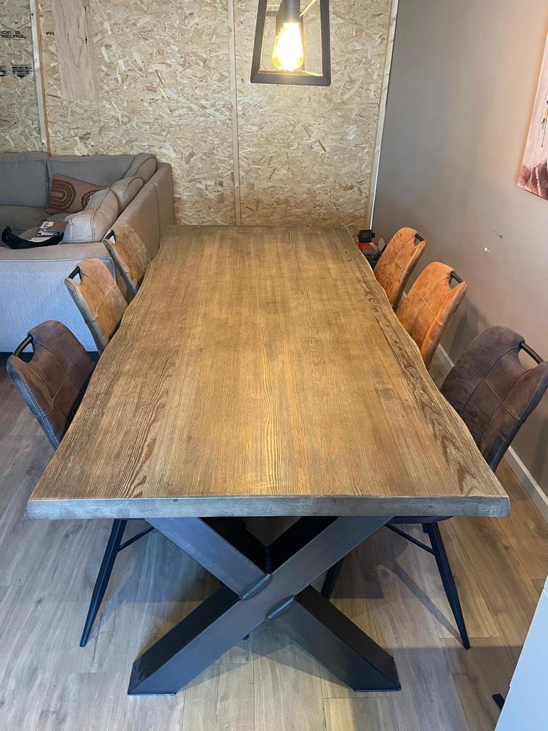 Eettafel met 6 stoelen, Huis en Inrichting, Tafels | Eettafels, Zo goed als nieuw, 50 tot 100 cm, 200 cm of meer, Rechthoekig