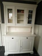 Brocante Grenen Buffetkast/Servieskast - Wit, Twee Delig, Huis en Inrichting, Kasten | Buffetkasten, Ophalen, Gebruikt, 100 tot 150 cm
