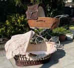 Vintage rieten kinderwagen met wieg, Kinderen en Baby's, Kinderwagens en Combinaties, Gebruikt, Met reiswieg, Ophalen, Kinderwagen