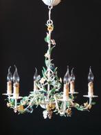 taliaanse metalen kroonluchter, heeft gekleurde roosjes, Ophalen, Gebruikt