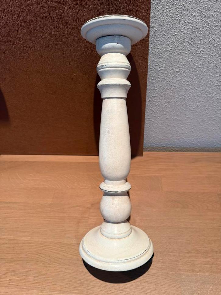 Houten kaarsenkandelaar. 38 cm., Huis en Inrichting, Woonaccessoires | Kandelaars en Kaarsen, Zo goed als nieuw, Kandelaar, 25 tot 50 cm