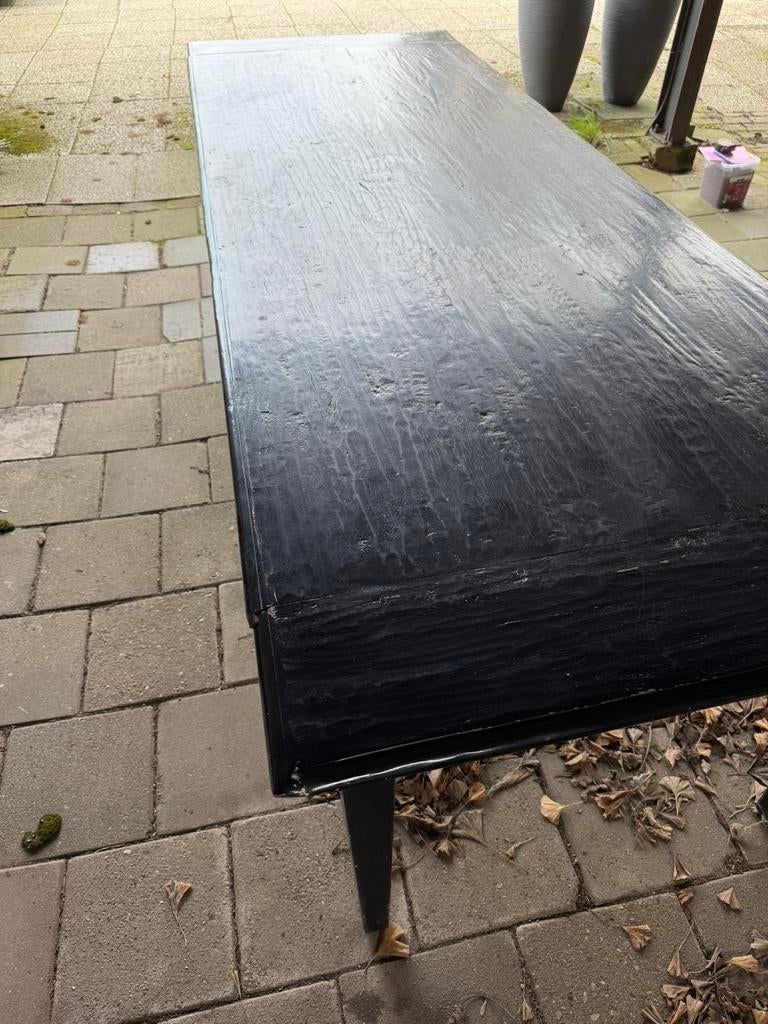 Antieke eiken zwarte eettafel 2.75 lang, Huis en Inrichting, Tafels | Eettafels, Ophalen, Gebruikt, Eikenhout, 200 cm of meer
