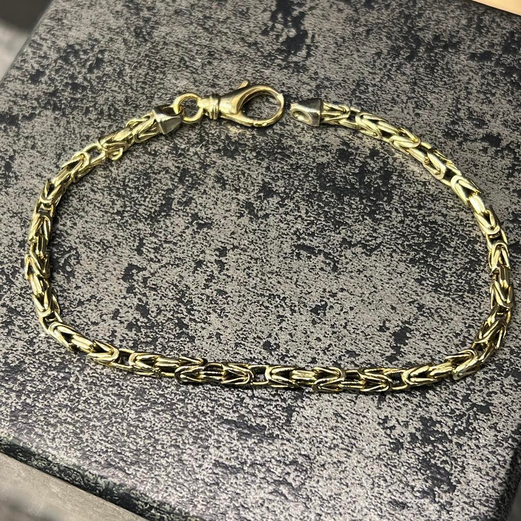 14k gouden armband koningsschakel massieve schakel, Ophalen of Verzenden, Zo goed als nieuw, Goud