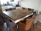 Riviera Maison Eettafel met 8 bijpassende stoelen, Ophalen, Gebruikt, Riviera maison, Vierkant