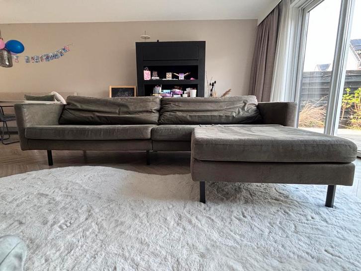 Sissy Boy 4-zits bank + hocker, groen, Huis en Inrichting, Banken | Bankstellen, Gebruikt, Rechte bank, Vierpersoons of meer, 250 tot 300 cm