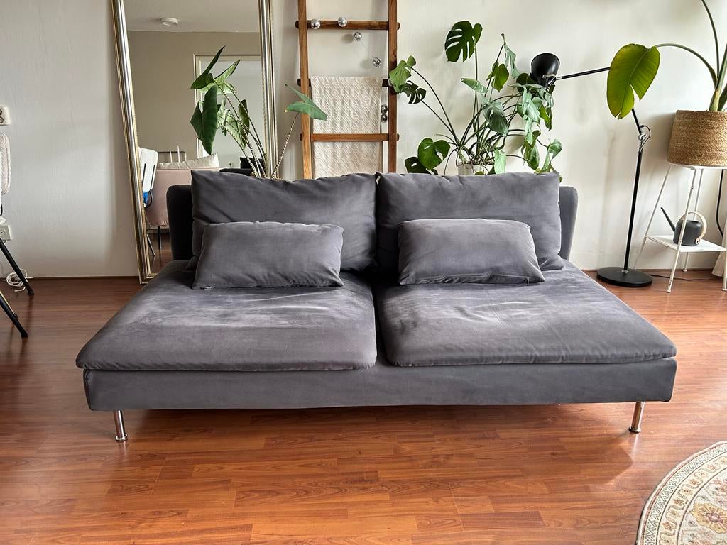 Ikea Söderhamn 3-zitsbank donkergrijs, Gebruikt, 100 tot 125 cm, Driepersoons, Ophalen of Verzenden