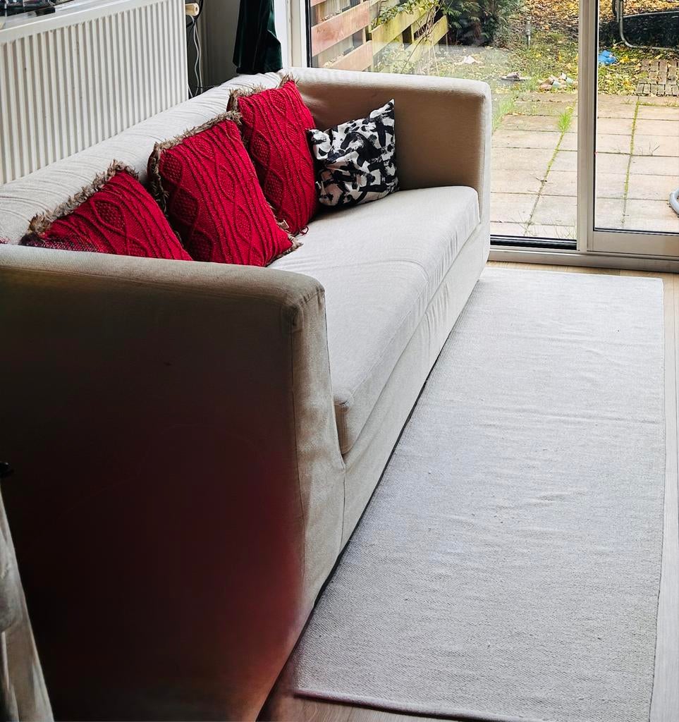 Comfortabele 3-zitsbank met bloemenprint hoes, Huis en Inrichting, Banken | Bankstellen, Gebruikt, Driepersoons, 75 tot 100 cm